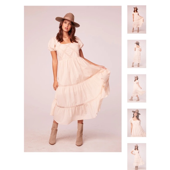 BAND OF THE FREE KAVYA LIGHT TEA LATTICE MAXI DRESS - Picture 11 of 16